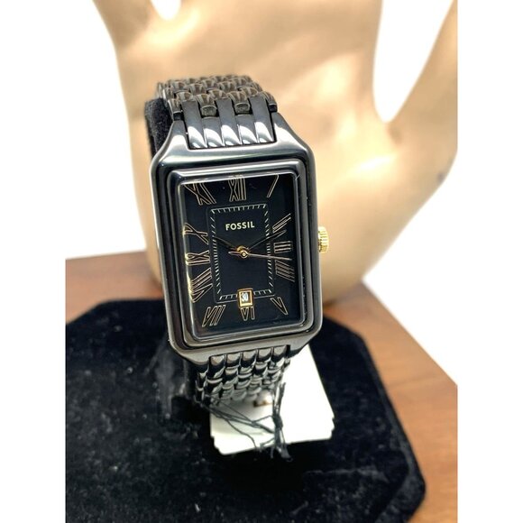 Fossil Women's Watch ES5385 Raquel Quartz Tank Gold Black Stainless Steel 23mm - Picture 11 of 12